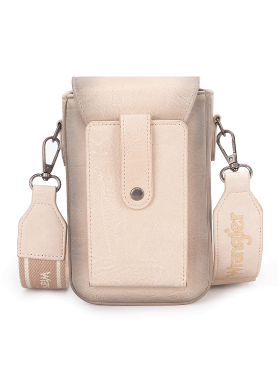 Wrangler WG118-204TN Womens Crossbody Cell Phone Purse With Back Card Slots Tan back. If you need any assistance with this item or the purchase of this item please call us at five six one seven four eight eight eight zero one Monday through Saturday 10:00a.m EST to 8:00 p.m EST

