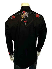 Rockmount 6840-BLK Mens Vintage Bronc Embroidered Western Shirt Black back view. If you need any assistance with this item or the purchase of this item please call us at five six one seven four eight eight eight zero one Monday through Saturday 10:00a.m EST to 8:00 p.m EST