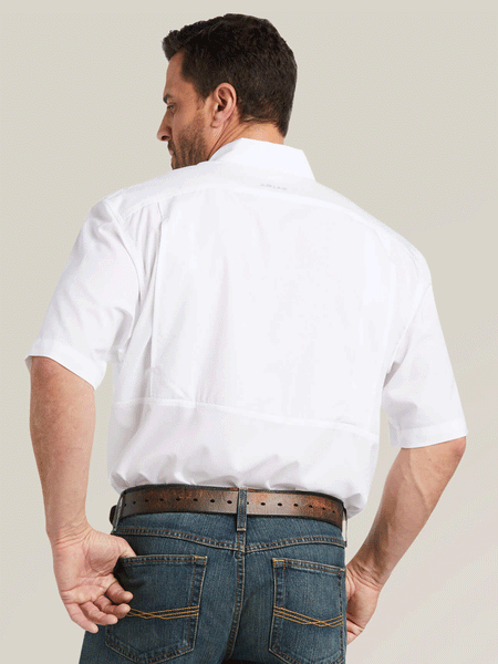 Ariat 10034962 Mens VentTEK Classic Fit Shirt White back view. If you need any assistance with this item or the purchase of this item please call us at five six one seven four eight eight eight zero one Monday through Saturday 10:00a.m EST to 8:00 p.m EST
