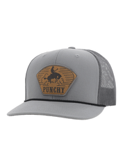 Hooey 5032T-GY CAVVY Punchy High Profile Snapback Hat Grey front and side view. If you need any assistance with this item or the purchase of this item please call us at five six one seven four eight eight eight zero one Monday through Saturday 10:00a.m EST to 8:00 p.m EST