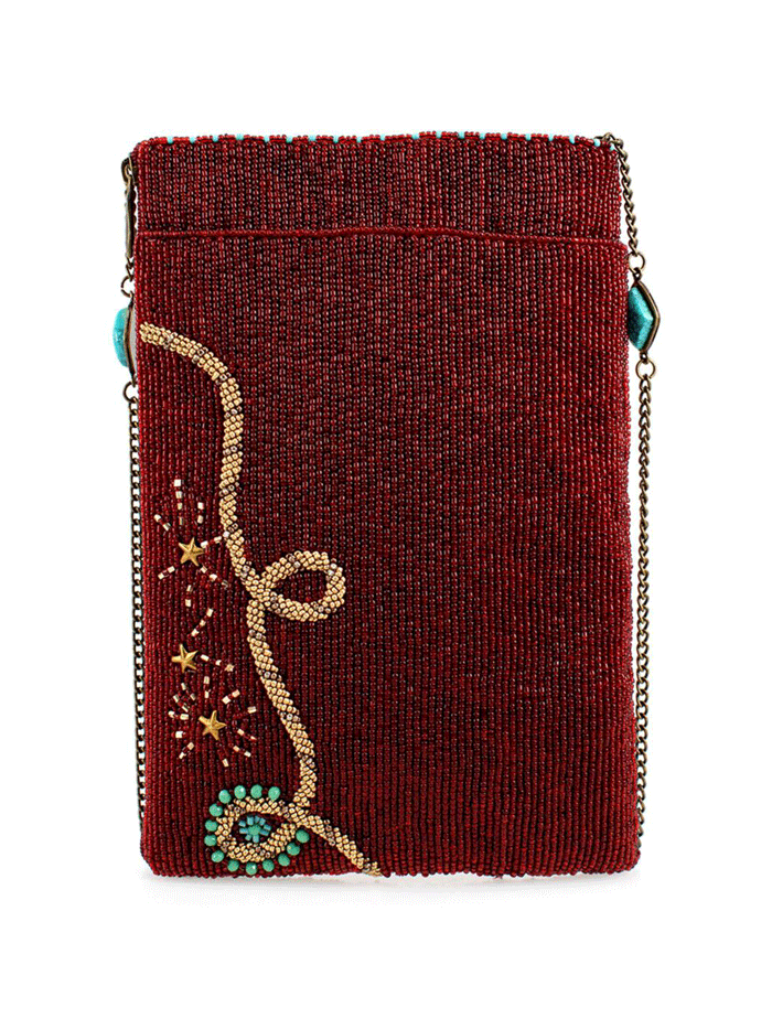 Mary Frances MINI S002-544 SADDLE UP Mini Crossbody Handbag Burgundy front view. If you need any assistance with this item or the purchase of this item please call us at five six one seven four eight eight eight zero one Monday through Saturday 10:00a.m EST to 8:00 p.m EST
