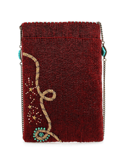 Mary Frances MINI S002-544 SADDLE UP Mini Crossbody Handbag Burgundy back view. If you need any assistance with this item or the purchase of this item please call us at five six one seven four eight eight eight zero one Monday through Saturday 10:00a.m EST to 8:00 p.m EST
