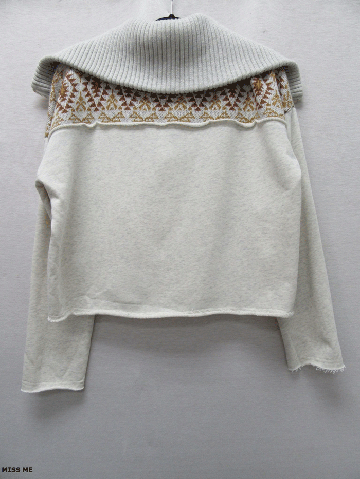 Miss Me MT2999L Womens Wide Collared Half Zip Sweater Oatmeal Beige front. If you need any assistance with this item or the purchase of this item please call us at five six one seven four eight eight eight zero one Monday through Saturday 10:00a.m EST to 8:00 p.m EST

