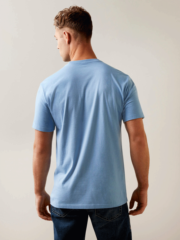 Ariat 10044013 Mens SurfBoarding Western Aloha T-Shirt Light Blue Heather front view. If you need any assistance with this item or the purchase of this item please call us at five six one seven four eight eight eight zero one Monday through Saturday 10:00a.m EST to 8:00 p.m EST