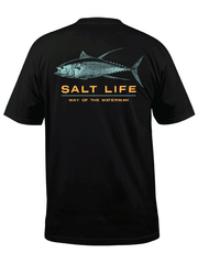 Salt Life SLM11161-BLK Mens Deep Ventures Short Sleeve Tee Black back view. If you need any assistance with this item or the purchase of this item please call us at five six one seven four eight eight eight zero one Monday through Saturday 10:00a.m EST to 8:00 p.m EST

