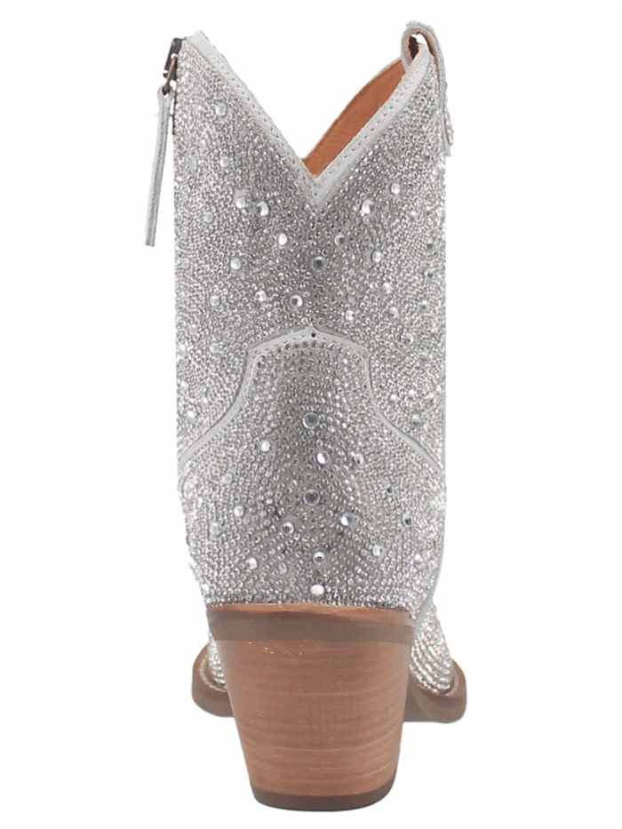 Dingo DI577 Womens Rhinestone Cowgirl Leather Bootie Silver front and side view. If you need any assistance with this item or the purchase of this item please call us at five six one seven four eight eight eight zero one Monday through Saturday 10:00a.m EST to 8:00 p.m EST
