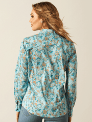 Ariat 10058801 Womens VentTEK Long Sleeve Shirt Blue Paisley Floral back view. If you need any assistance with this item or the purchase of this item please call us at five six one seven four eight eight eight zero one Monday through Saturday 10:00a.m EST to 8:00 p.m EST