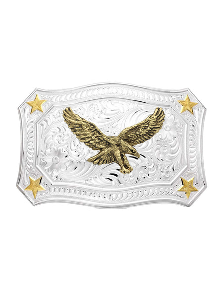 Montana Silversmiths 54510-696 Eagle Belt Buckle Silver front view. If you need any assistance with this item or the purchase of this item please call us at five six one seven four eight eight eight zero one Monday through Saturday 10:00a.m EST to 8:00 p.m EST