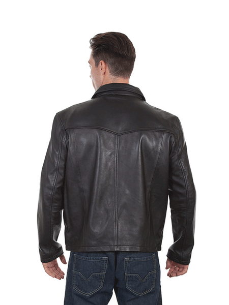 Scully 710-144 Mens Casual Western Lamb Leather Jacket Black back view. If you need any assistance with this item or the purchase of this item please call us at five six one seven four eight eight eight zero one Monday through Saturday 10:00a.m EST to 8:00 p.m EST