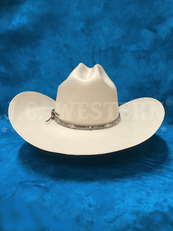 Larry Mahan MS2442BRNX44 10X Brindle 4.5 INCH BRIM Straw Hat Natural front and side view. If you need any assistance with this item or the purchase of this item please call us at five six one seven four eight eight eight zero one Monday through Saturday 10:00a.m EST to 8:00 p.m EST