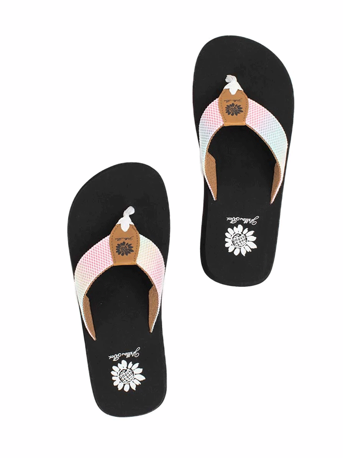 Yellow Box 52565 Womens Foliage Flip Flop Sandals White Multi side view. If you need any assistance with this item or the purchase of this item please call us at five six one seven four eight eight eight zero one Monday through Saturday 10:00a.m EST to 8:00 p.m EST