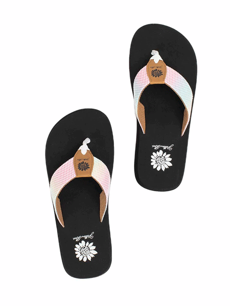 Yellow Box 52565 Womens Foliage Flip Flop Sandals White Multi view from above. If you need any assistance with this item or the purchase of this item please call us at five six one seven four eight eight eight zero one Monday through Saturday 10:00a.m EST to 8:00 p.m EST