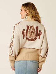 Ariat 10052607 Womens Wild West Sweater Summer Sand Irish Cream Tan back view. If you need any assistance with this item or the purchase of this item please call us at five six one seven four eight eight eight zero one Monday through Saturday 10:00a.m EST to 8:00 p.m EST