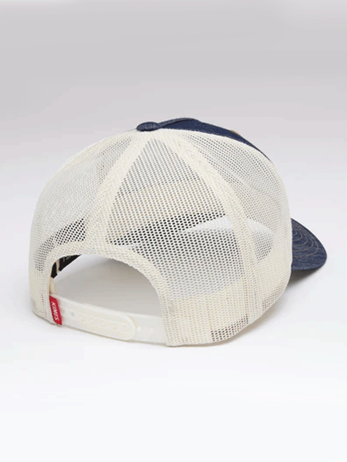 Kimes Ranch ROPED LP Mesh Back Cap Denim front and side view. If you need any assistance with this item or the purchase of this item please call us at five six one seven four eight eight eight zero one Monday through Saturday 10:00a.m EST to 8:00 p.m EST