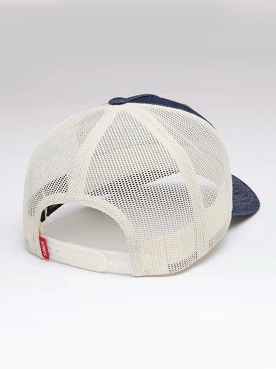 Kimes Ranch ROPED LP Mesh Back Cap Denim back view. If you need any assistance with this item or the purchase of this item please call us at five six one seven four eight eight eight zero one Monday through Saturday 10:00a.m EST to 8:00 p.m EST