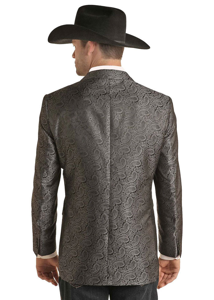 Rock & Roll Denim BM96C03634 Mens Jacquard Sports Coat Black front view. If you need any assistance with this item or the purchase of this item please call us at five six one seven four eight eight eight zero one Monday through Saturday 10:00a.m EST to 8:00 p.m EST