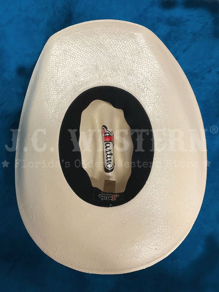 Justin JS1156BKHJ4004Y Kids Black Hills Jr Straw Hat Ivory side and front view. If you need any assistance with this item or the purchase of this item please call us at five six one seven four eight eight eight zero one Monday through Saturday 10:00a.m EST to 8:00 p.m EST