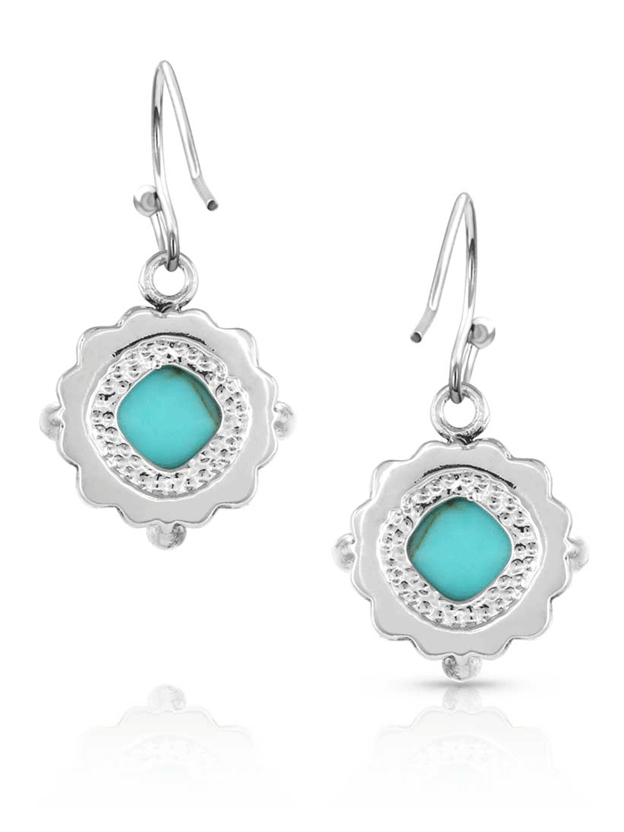 Montana Silversmiths ER5531 Womens Crystal Cornerstone Turquoise Earrings Silver front view. If you need any assistance with this item or the purchase of this item please call us at five six one seven four eight eight eight zero one Monday through Saturday 10:00a.m EST to 8:00 p.m EST