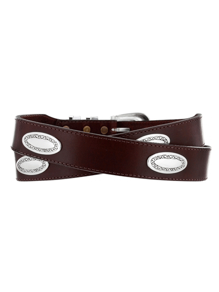 Brighton 39107 Mens Taper Ornament Belt Brown back view. If you need any assistance with this item or the purchase of this item please call us at five six one seven four eight eight eight zero one Monday through Saturday 10:00a.m EST to 8:00 p.m EST