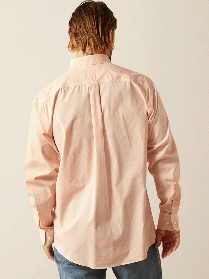 Ariat 10054688 Mens Wrinkle Free Ashton Classic Fit Shirt Pink front view. If you need any assistance with this item or the purchase of this item please call us at five six one seven four eight eight eight zero one Monday through Saturday 10:00a.m EST to 8:00 p.m EST