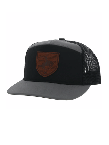 Hooey 4042T-GYBK RIGGIN Roughy High Profile Snapback Trucker Hat Grey And Black front and side view. If you need any assistance with this item or the purchase of this item please call us at five six one seven four eight eight eight zero one Monday through Saturday 10:00a.m EST to 8:00 p.m EST