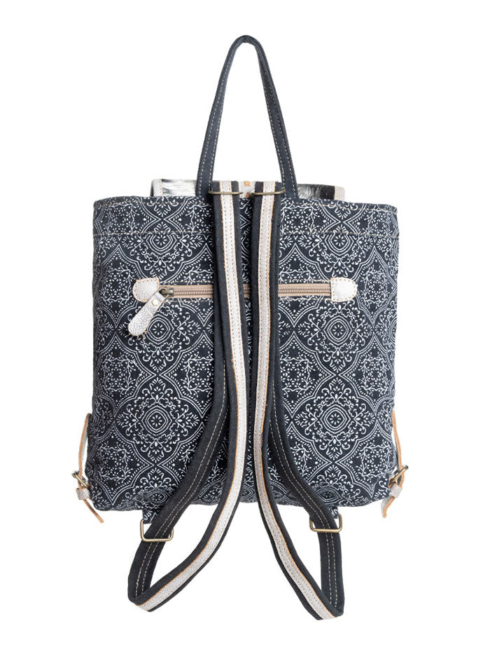 Myra Bag S-9994 Womens Moroccan Nights Backpack Bag Black side / front view. If you need any assistance with this item or the purchase of this item please call us at five six one seven four eight eight eight zero one Monday through Saturday 10:00a.m EST to 8:00 p.m EST