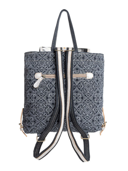 Myra Bag S-9994 Womens Moroccan Nights Backpack Bag Black back view. If you need any assistance with this item or the purchase of this item please call us at five six one seven four eight eight eight zero one Monday through Saturday 10:00a.m EST to 8:00 p.m EST