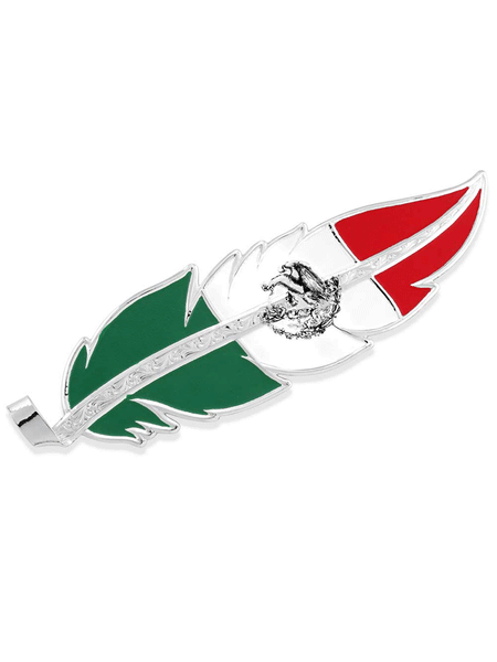 Montana Silversmiths HF5458MX Mexico Flag Hat Feather front view. If you need any assistance with this item or the purchase of this item please call us at five six one seven four eight eight eight zero one Monday through Saturday 10:00a.m EST to 8:00 p.m EST
