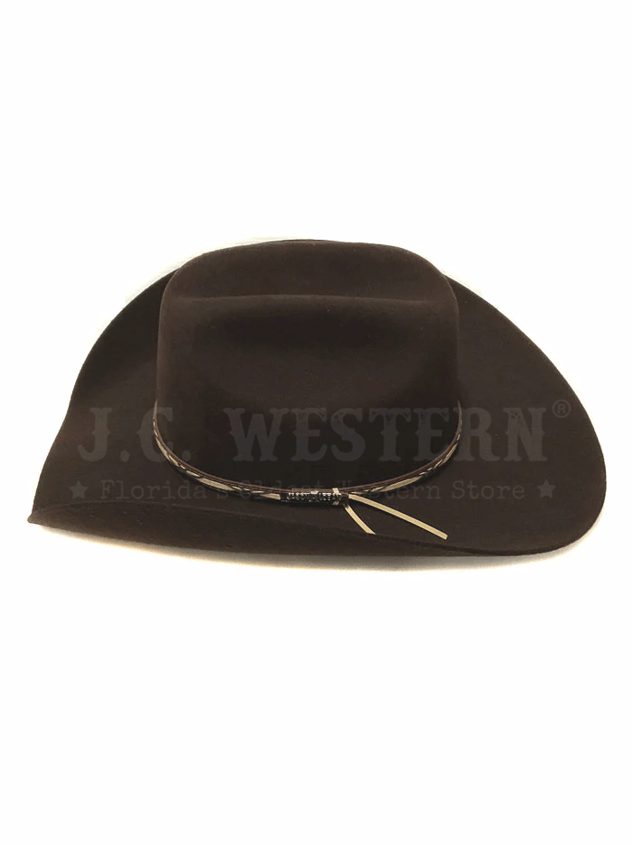 Resistol RWAMSK-304122 Jason Aldean Collection Amarillo Sky Felt Hat Chocolate front and side view. If you need any assistance with this item or the purchase of this item please call us at five six one seven four eight eight eight zero one Monday through Saturday 10:00a.m EST to 8:00 p.m EST