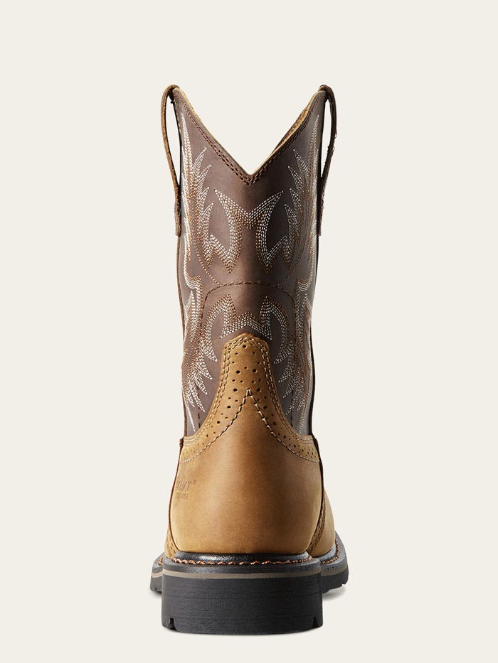 Ariat 10010134 Mens Sierra Wide Square Toe Steel Toe Work Boot Aged Bark Tan front and side view. If you need any assistance with this item or the purchase of this item please call us at five six one seven four eight eight eight zero one Monday through Saturday 10:00a.m EST to 8:00 p.m EST