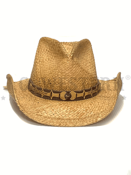 Shady Brady HARDY 1DW51 Snake Skin Band Straw Hat Natural front view. If you need any assistance with this item or the purchase of this item please call us at five six one seven four eight eight eight zero one Monday through Saturday 10:00a.m EST to 8:00 p.m EST