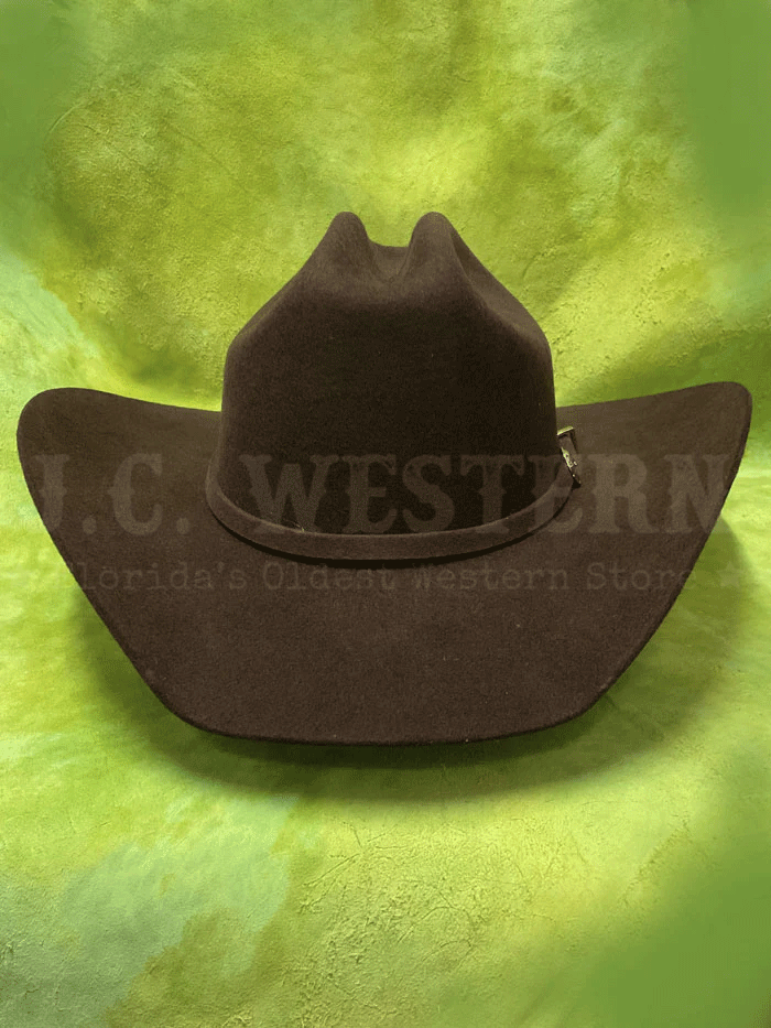 Justin JF0342RDEO4008 3X Rodeo Wool Western Hat Brown front and side view. If you need any assistance with this item or the purchase of this item please call us at five six one seven four eight eight eight zero one Monday through Saturday 10:00a.m EST to 8:00 p.m EST