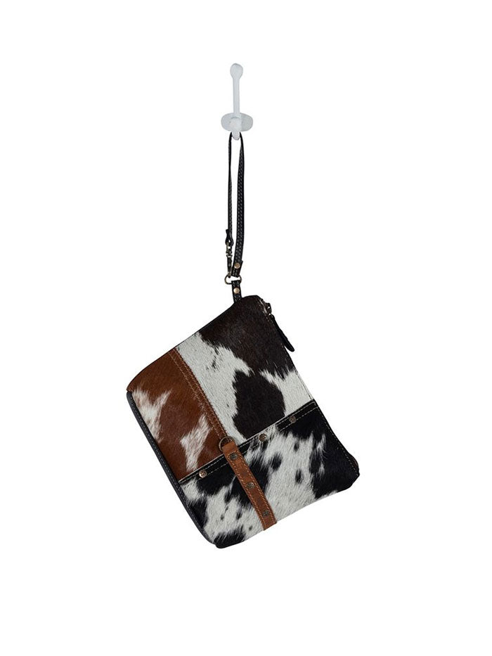 Myra Bag S-8426 Womens Tyler Ridge Hairon Hide Pouch Black side / front view. If you need any assistance with this item or the purchase of this item please call us at five six one seven four eight eight eight zero one Monday through Saturday 10:00a.m EST to 8:00 p.m EST