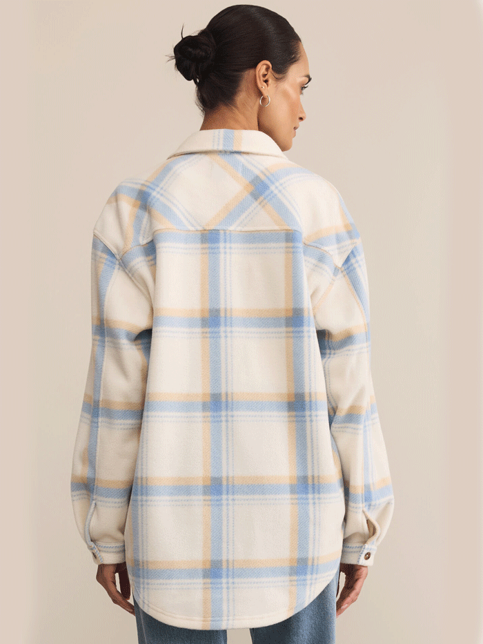Z Supply ZJ253845 Womens Hiker Two Toned Fleece Jacket Natural Light Blue front view. If you need any assistance with this item or the purchase of this item please call us at five six one seven four eight eight eight zero one Monday through Saturday 10:00a.m EST to 8:00 p.m EST
