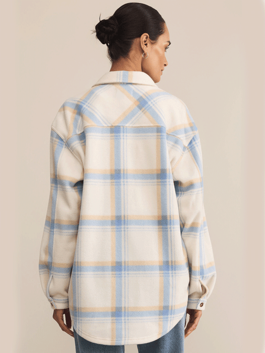 Z Supply ZJ253845 Womens Hiker Two Toned Fleece Jacket Natural Light Blue back view. If you need any assistance with this item or the purchase of this item please call us at five six one seven four eight eight eight zero one Monday through Saturday 10:00a.m EST to 8:00 p.m EST
