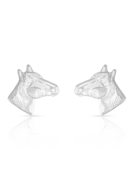 Montana Silversmiths ER41 Little Silver Horse Head Earrings Silver front view. If you need any assistance with this item or the purchase of this item please call us at five six one seven four eight eight eight zero one Monday through Saturday 10:00a.m EST to 8:00 p.m EST