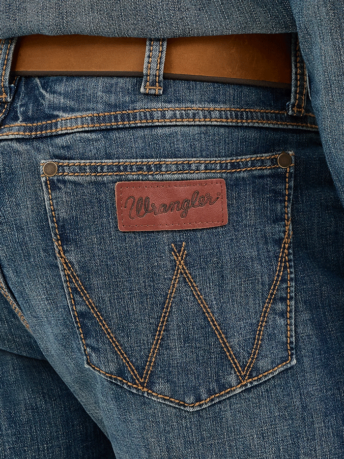 Wrangler WLT88BZ Mens Retro Slim Fit Straight Leg Jean Bozeman front view. If you need any assistance with this item or the purchase of this item please call us at five six one seven four eight eight eight zero one Monday through Saturday 10:00a.m EST to 8:00 p.m EST