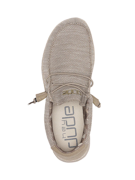 Hey Dude 40019-205 Mens Wally Sox Shoe Beige top view from above. If you need any assistance with this item or the purchase of this item please call us at five six one seven four eight eight eight zero one Monday through Saturday 10:00a.m EST to 8:00 p.m EST