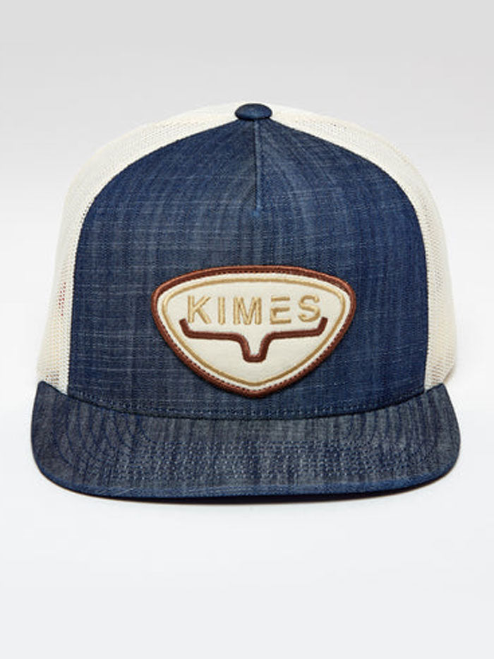 Kimes Ranch CONWAY Trucker Hat Denim side view. If you need any assistance with this item or the purchase of this item please call us at five six one seven four eight eight eight zero one Monday through Saturday 10:00a.m EST to 8:00 p.m EST