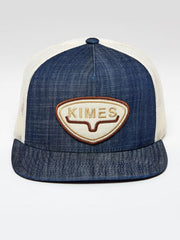 Kimes Ranch CONWAY Trucker Hat Denim front view. If you need any assistance with this item or the purchase of this item please call us at five six one seven four eight eight eight zero one Monday through Saturday 10:00a.m EST to 8:00 p.m EST