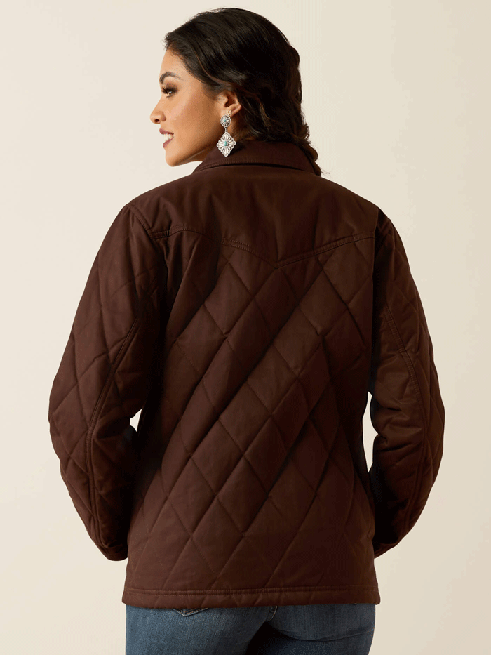 Ariat 10052401 Womens Grizzly Quilted Barn Jacket Mole Dark Brown front view. If you need any assistance with this item or the purchase of this item please call us at five six one seven four eight eight eight zero one Monday through Saturday 10:00a.m EST to 8:00 p.m EST

