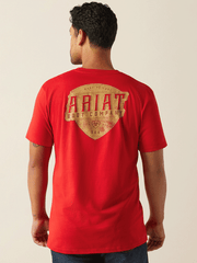 Ariat 10058884 Mens Leather Shield T-Shirt Redline back view. If you need any assistance with this item or the purchase of this item please call us at five six one seven four eight eight eight zero one Monday through Saturday 10:00a.m EST to 8:00 p.m EST