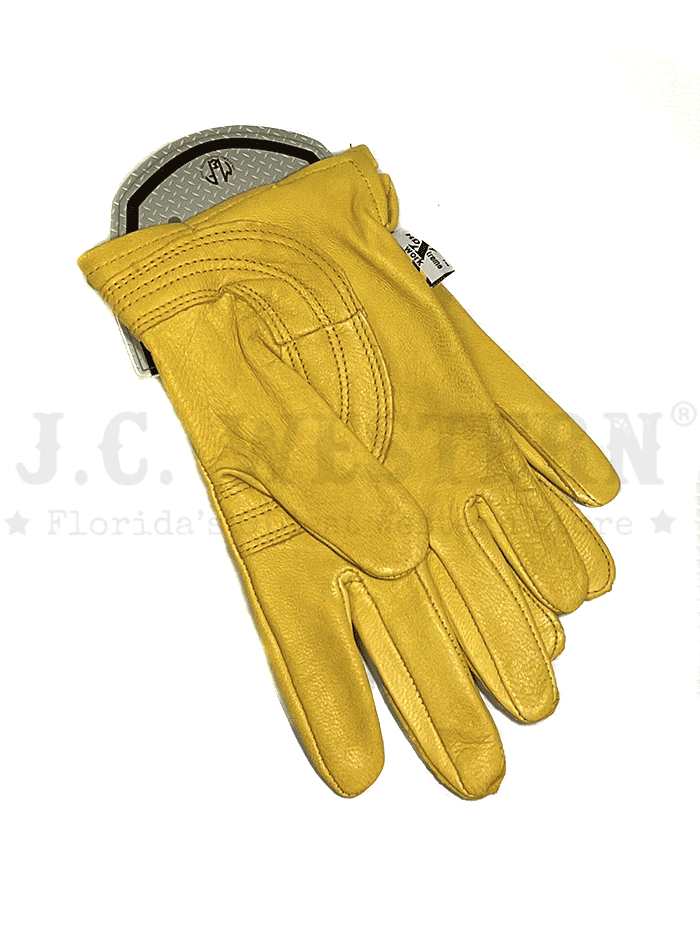 HD Xtreme Work H2110008 Mens Goatskin Leather Gloves Tan front-top view. If you need any assistance with this item or the purchase of this item please call us at five six one seven four eight eight eight zero one Monday through Saturday 10:00a.m EST to 8:00 p.m EST