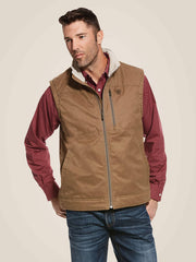 Ariat 10028416 Mens Grizzly Canvas Vest Cub Tan front view. If you need any assistance with this item or the purchase of this item please call us at five six one seven four eight eight eight zero one Monday through Saturday 10:00a.m EST to 8:00 p.m EST