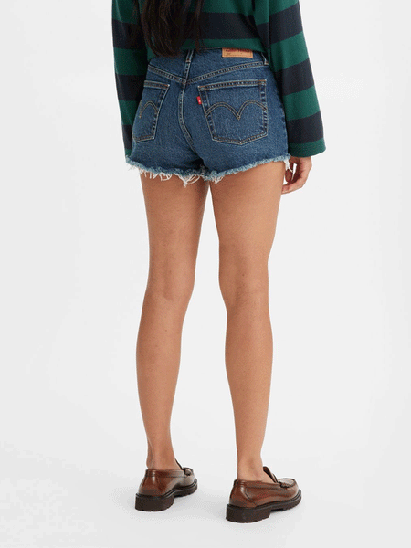 Levi's 563270319 Womens 501 Original Shorts Personal Pair back view on model. If you need any assistance with this item or the purchase of this item please call us at five six one seven four eight eight eight zero one Monday through Saturday 10:00a.m EST to 8:00 p.m EST