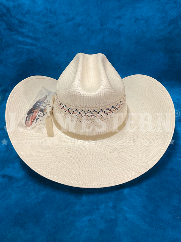Larry Mahan MSUS42OLDX 10X OLD GLORY Straw Hat Ivory front and side view. If you need any assistance with this item or the purchase of this item please call us at five six one seven four eight eight eight zero one Monday through Saturday 10:00a.m EST to 8:00 p.m EST