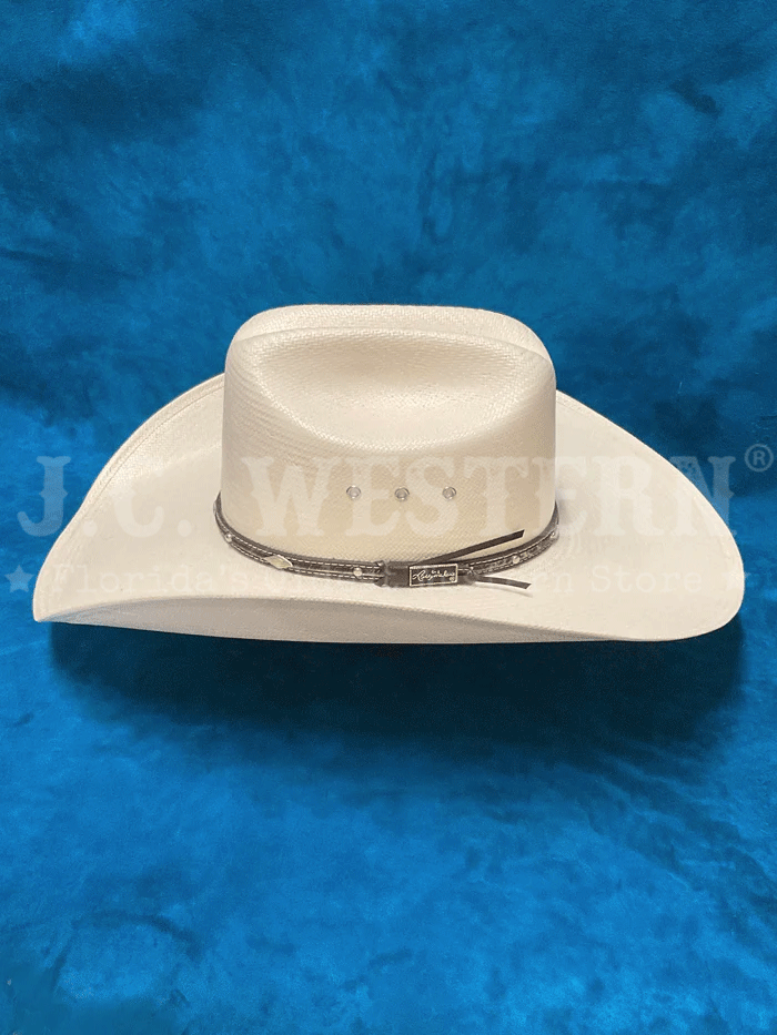 Larry Mahan MS2442BRNX44 10X Brindle 4.5 INCH BRIM Straw Hat Natural front and side view. If you need any assistance with this item or the purchase of this item please call us at five six one seven four eight eight eight zero one Monday through Saturday 10:00a.m EST to 8:00 p.m EST