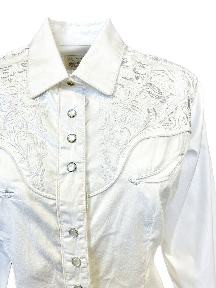 Rockmount 7859-WHT Women's Vintage Tooling Embroidered Western Shirt White front view. If you need any assistance with this item or the purchase of this item please call us at five six one seven four eight eight eight zero one Monday through Saturday 10:00a.m EST to 8:00 p.m EST