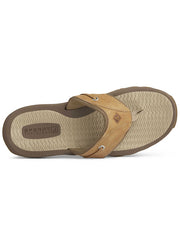 Sperry STS17567 Mens Outer Banks Flip Flop Tan top view. If you need any assistance with this item or the purchase of this item please call us at five six one seven four eight eight eight zero one Monday through Saturday 10:00a.m EST to 8:00 p.m EST