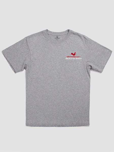 Beach & Barn STARS & STRIPES Short Sleeve Tee Oxford Heather front view. If you need any assistance with this item or the purchase of this item please call us at five six one seven four eight eight eight zero one Monday through Saturday 10:00a.m EST to 8:00 p.m EST
